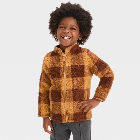 Cat & Jack Other - New! Toddler Boys' Faux Shearling Zip-Up Jacket - Cat & Jack™ Brown Size 12 M